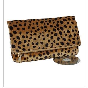 Cheetah fold over clutch